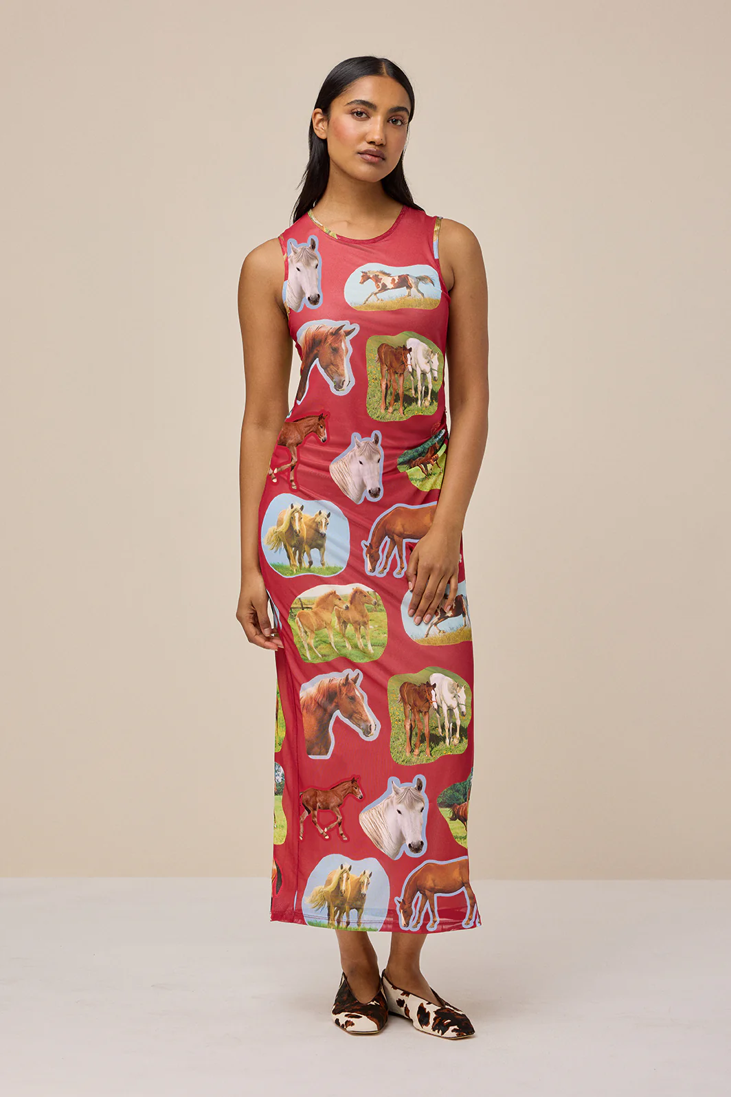 LILY MESH DRESS - HORSE GIRL RED - Hercitys