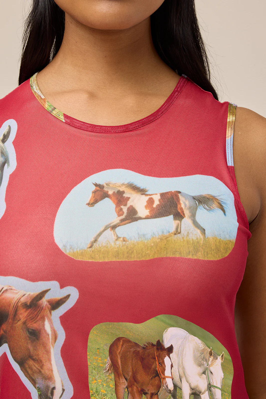 LILY MESH DRESS - HORSE GIRL RED - Hercitys