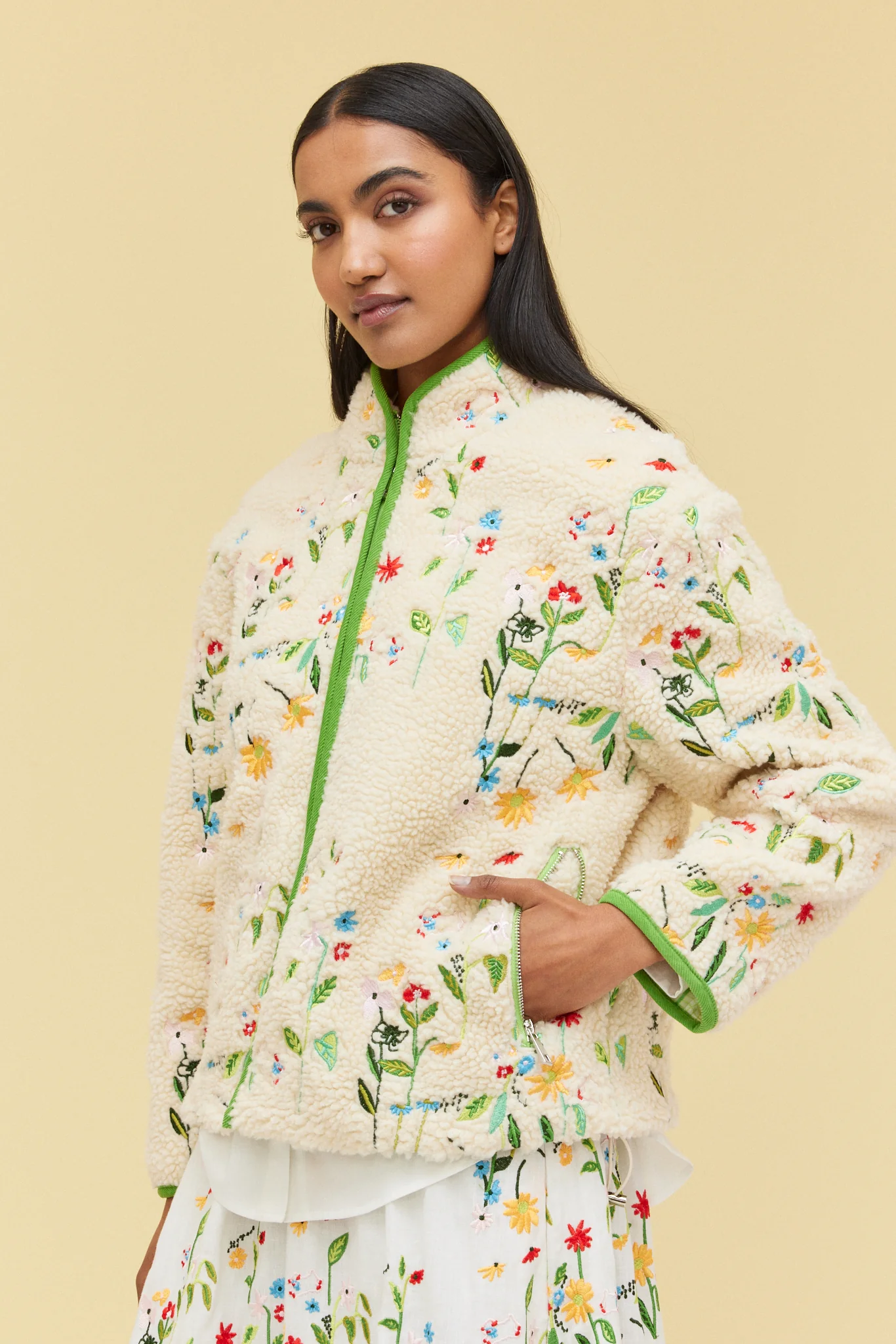 EMBROIDERED FLEECE JACKET - GARDEN - Hercitys